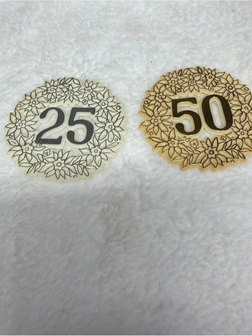 Vintage Cake toppers Numbered Floral - 25 & 50 anniversary picks